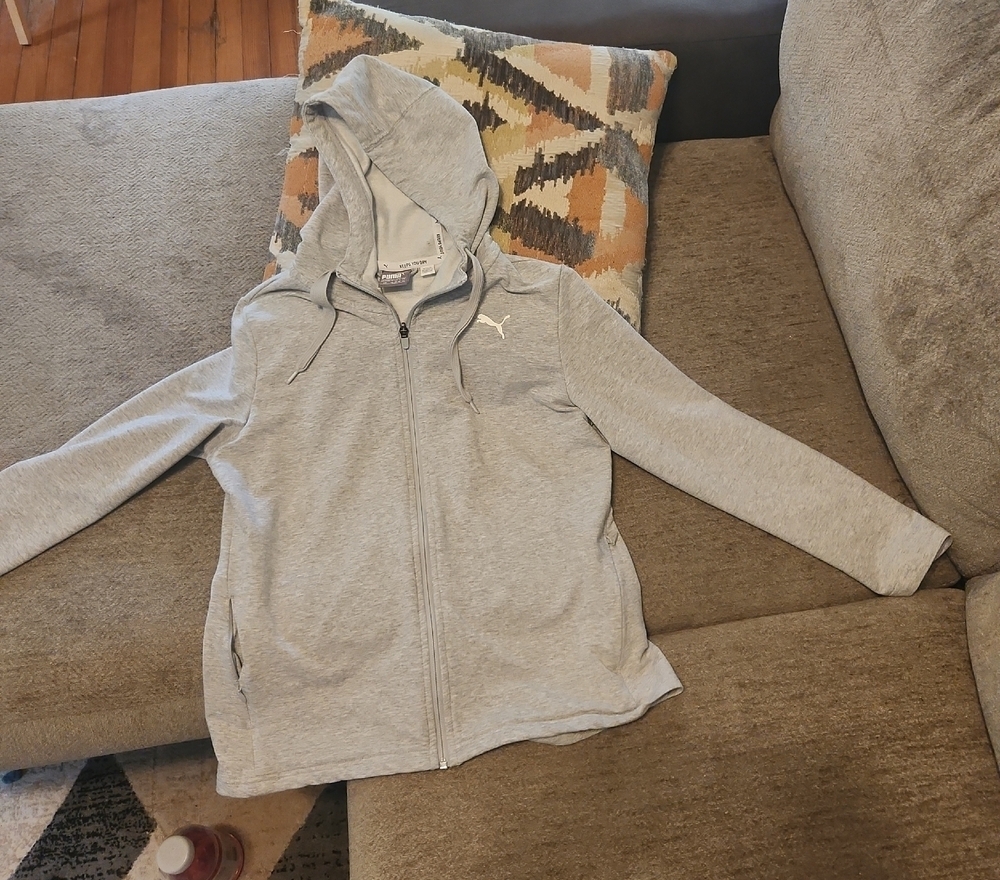 Puma Light Gray Full-Zip Hoodie